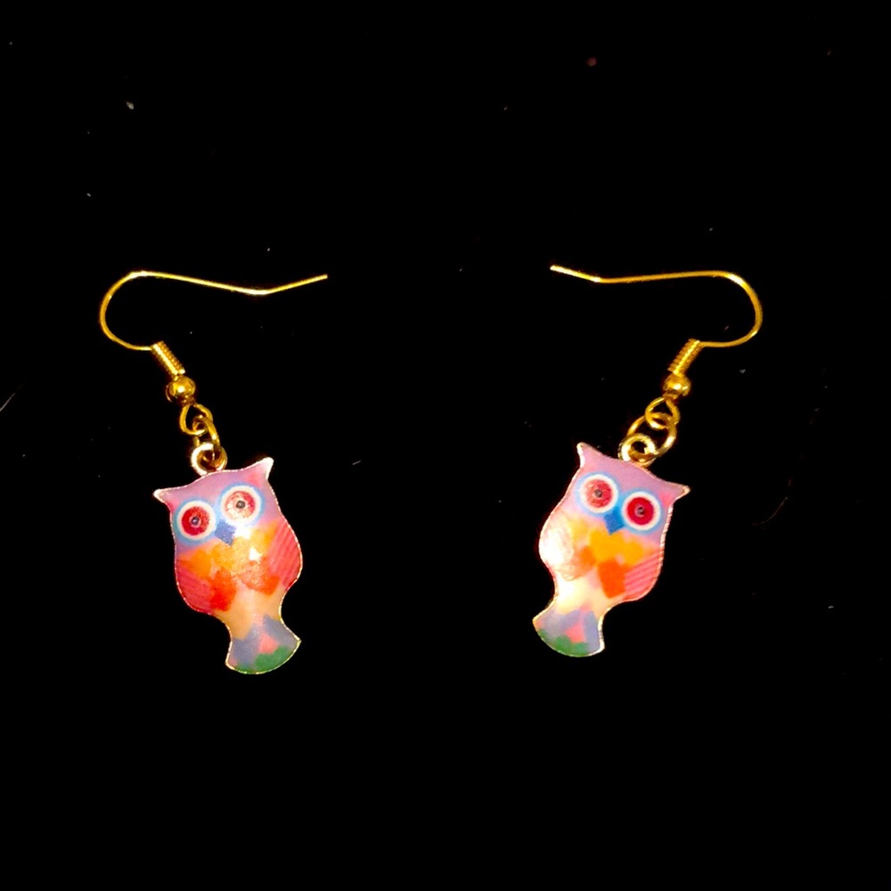Owl enamel earrings